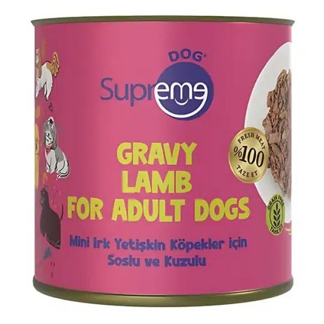 Supreme Dog Soslu ve Kuzulu Küçük Irk Yetişkin Köpek Konserve Maması 200gr