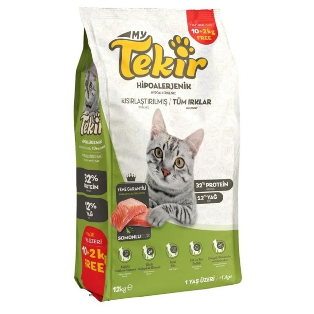 Tekir Adult Steril Somonlu Hipoalerjenik Kedi Maması 12 Kg