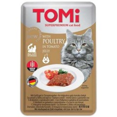 Tomi Kümes Hayvanı ve Domatesli Tahılsız Pouch Yetişkin Kedi Konservesi 100gr