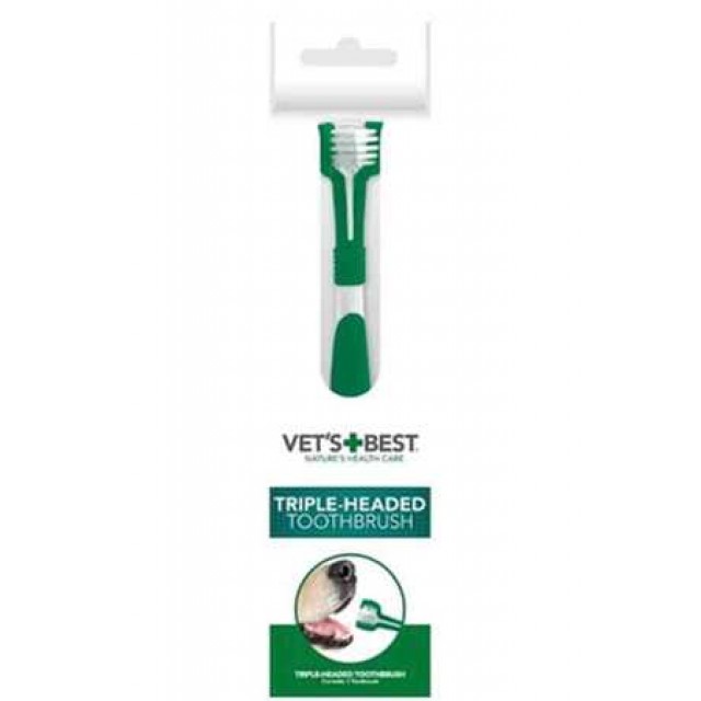 Vets Best Köpekler için Üç Başlı Diş Fırçası 17,5cm