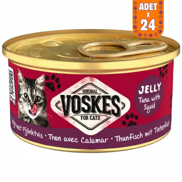 Voskes Ton Balıklı ve Kalamarlı Kedi Konservesi 24x85 Gr