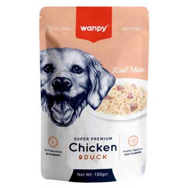 Wanpy Pouch Tavuk ve Ördek Köpek Konservesi 100gr