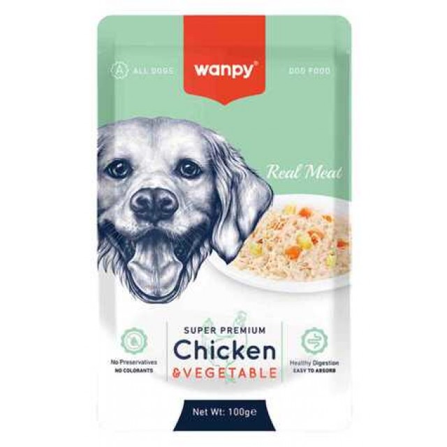 Wanpy Pouch Tavuk ve Sebzeli Köpek Konservesi 100gr