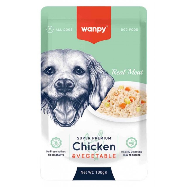 Wanpy Pouch Tavuk ve Sebzeli Köpek Konservesi 100gr