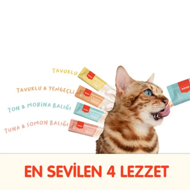 Wanpy Creamy Treat Karışık 4 Lezzetli Sıvı Kedi Ödül Maması 100x14 Gr