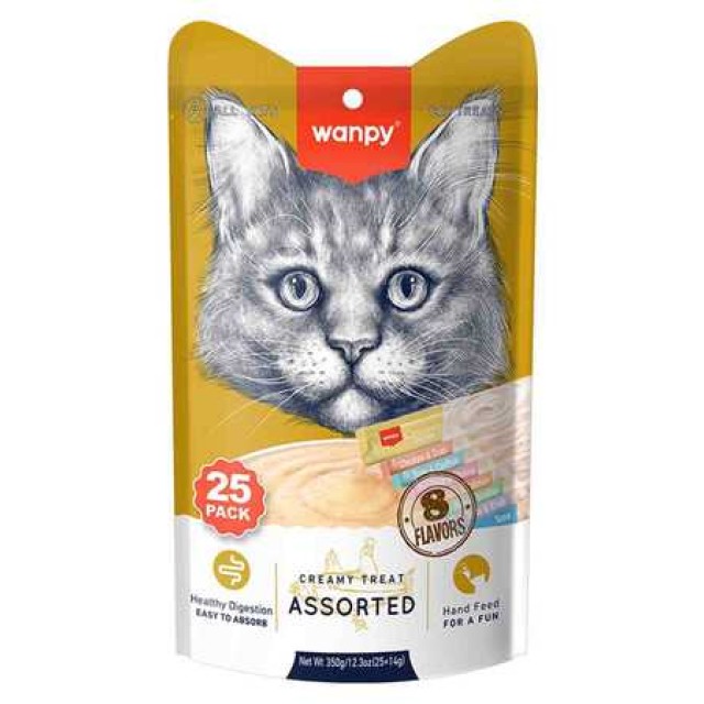 Wanpy Karışık 8 Lezzetli Krema Kedi Ödülü 25x14gr