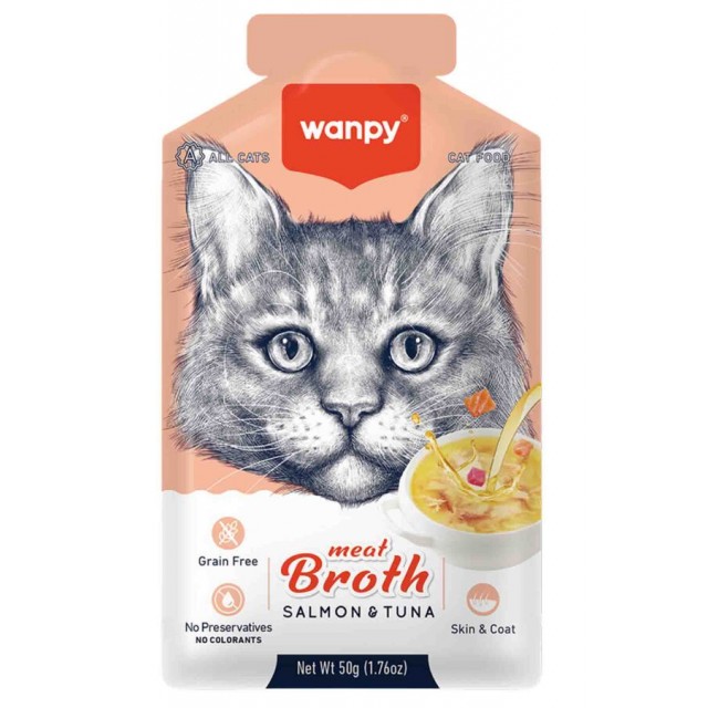 Wanpy Kediler için Somon ve Ton Balığı Eti Çorbası 50gr