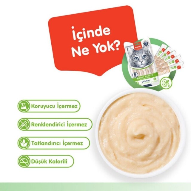 Wanpy Kidney Health Tavuklu ve Sebzeli Krema Kedi Ödülü 5x14gr