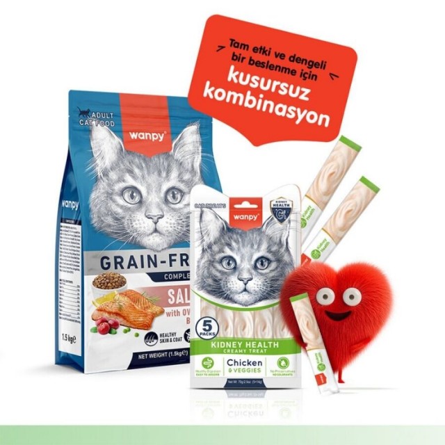 Wanpy Kidney Health Tavuklu ve Sebzeli Krema Kedi Ödülü 5x14gr