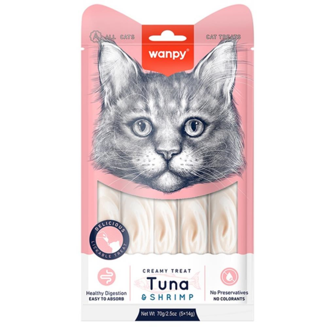 Wanpy Krema Karışık Kedi Ödül Maması 5x14 gr