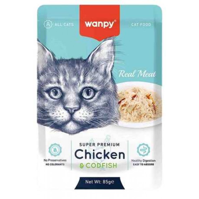 Wanpy Pouch Tavuklu ve Morina Balıklı Kedi Konservesi 85gr