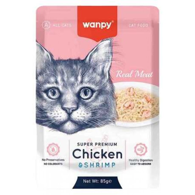 Wanpy Pouch Tavuklu ve Karidesli Kedi Konservesi 85gr