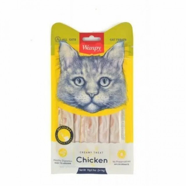 Wanpy Sıvı Kedi Ödül Maması Tavuklu 5 Adetx14 gr