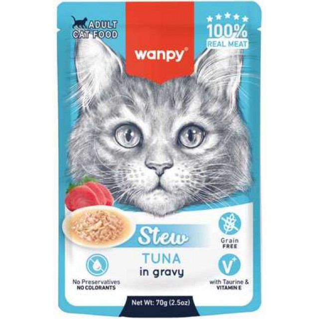 Wanpy Stew Sos İçinde Ton Balıklı Yetişkin Kedi Konservesi 70gr