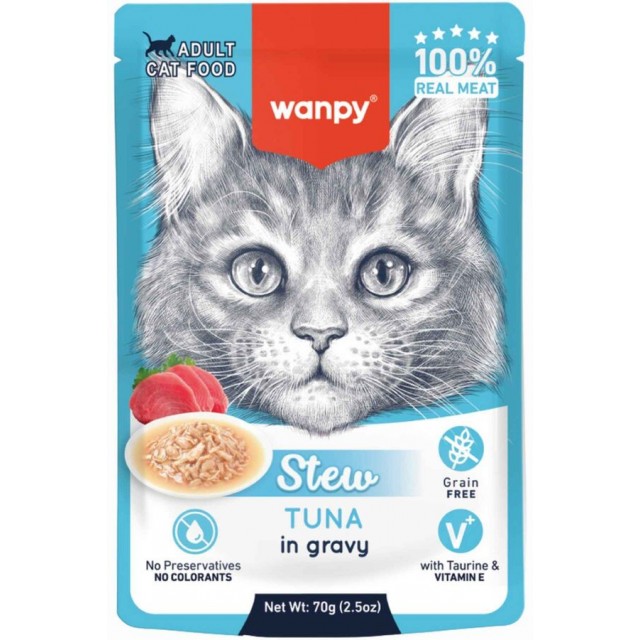 Wanpy Stew Sos İçinde Ton Balıklı Yetişkin Kedi Konservesi 70gr