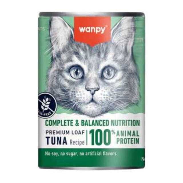 Wanpy Tahılsız %100 Gerçek Et Ton Balıklı Yetişkin Kedi Konserve 375gr