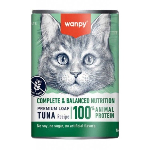 Wanpy Tahılsız %100 Gerçek Et Ton Balıklı Yetişkin Kedi Konserve 375gr
