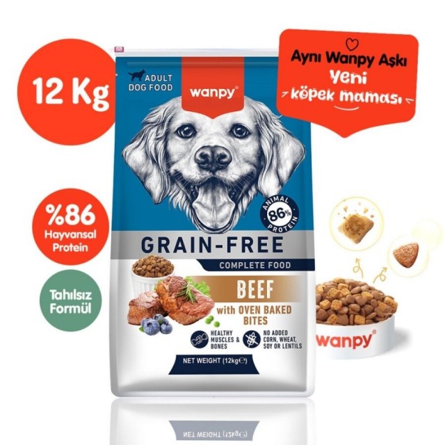 Wanpy Tahılsız Sığır Etli Yetişkin Köpek Maması 12kg