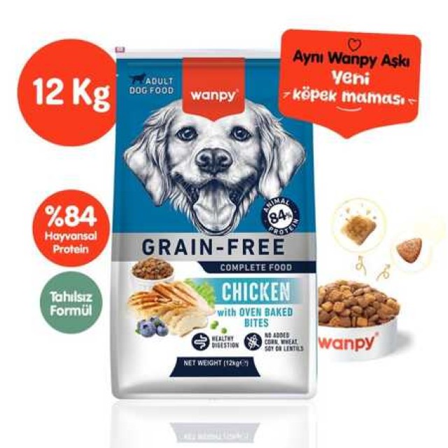 Wanpy Tahılsız Tavuklu Yetişkin Köpek Maması 12kg