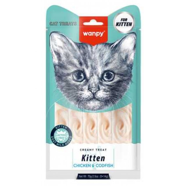 Wanpy Tavuklu ve Morinalı Yavru Kedi Krema Ödülü 5×14gr