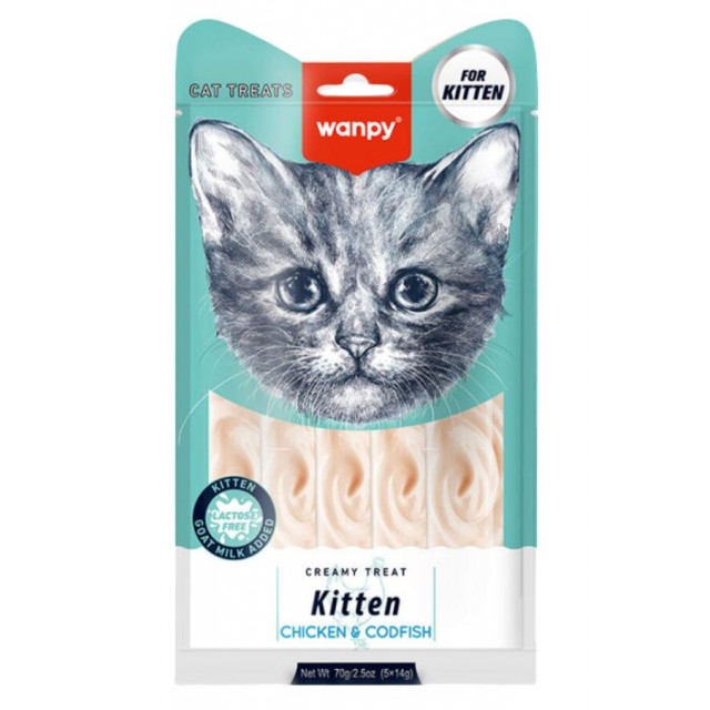 Wanpy Tavuklu ve Morinalı Yavru Kedi Krema Ödülü 5×14gr