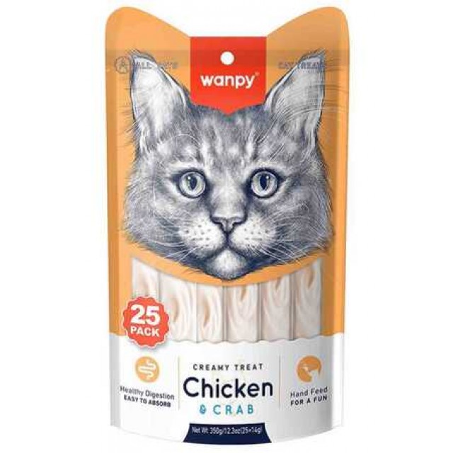 Wanpy Tavuklu ve Yengeç Etli Kedi Ödül Maması 25*14gr