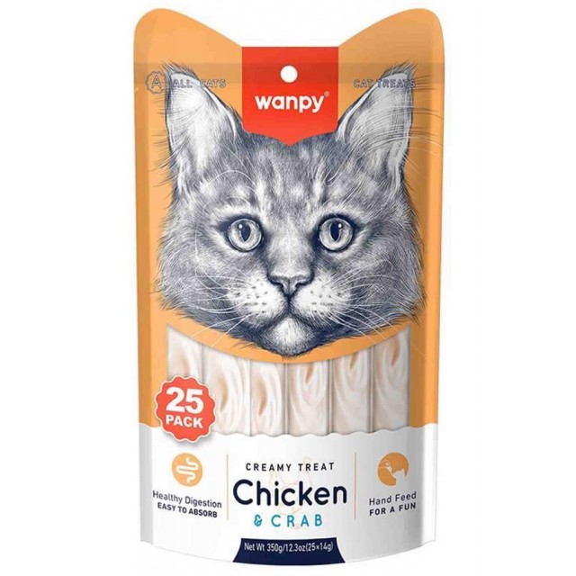 Wanpy Tavuklu ve Yengeç Etli Kedi Ödül Maması 25*14gr