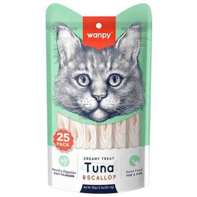 Wanpy Ton Balıklı ve Deniz Taraklı Krema Kedi Ödülü 25x14gr