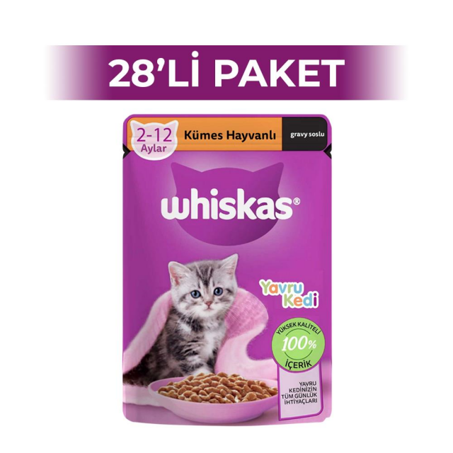 Whiskas Kümes Hayvanlı Yavru Kedi Yaş Maması 85 gr 28 Adet