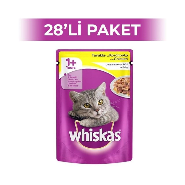 Whiskas Pouch Tavuklu Yetişkin Kedi Konserve Maması 85 gr 28 Adet
