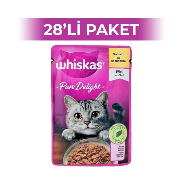 Whiskas Pure Delight Tavuk Etli Yetişkin Kedi Yaş Maması 85 gr 28 Adet