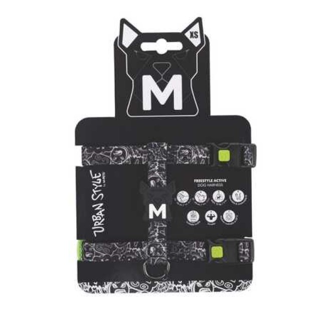 M-Pets Urbanstyle Siyah Beyaz Active Köpek Göğüs Tasması (XS)