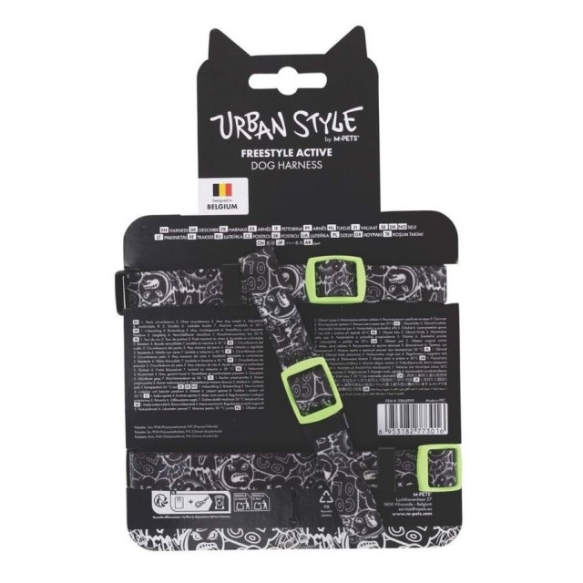 M-Pets Urbanstyle Siyah Beyaz Active Köpek Göğüs Tasması (XS)
