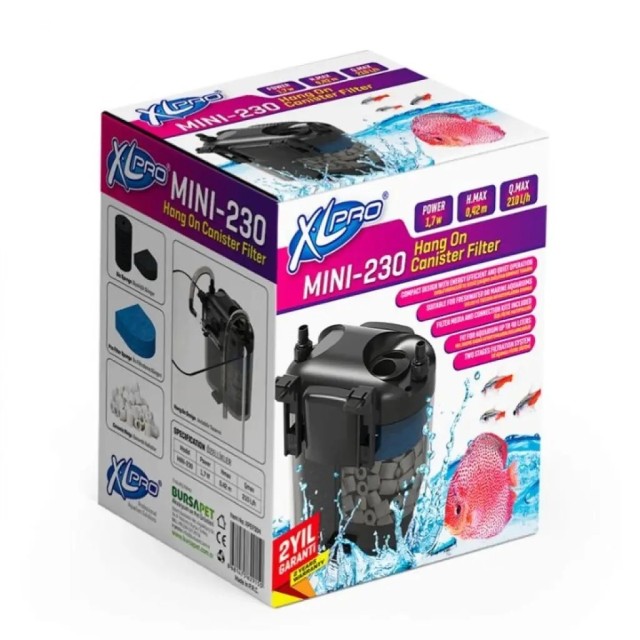 XLPRO MINI-230 Dolu Dış Filtre 1.7W 210L/s
