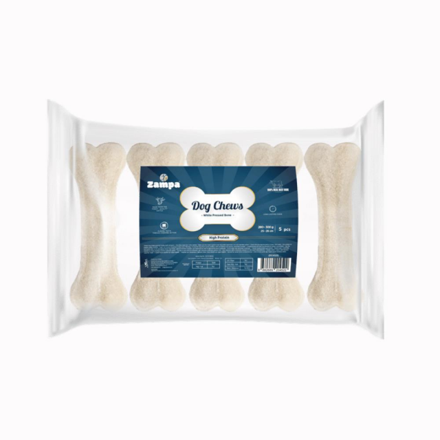 Zampa Beyaz Press Kemik Köpek Ödülü 5'li 260-270 gr