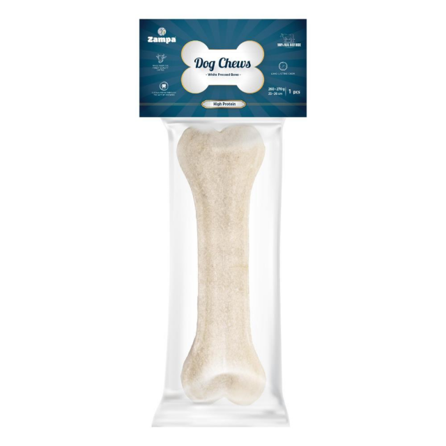 Zampa Beyaz Press Kemik Köpek Ödülü Tekli 260-270 gr