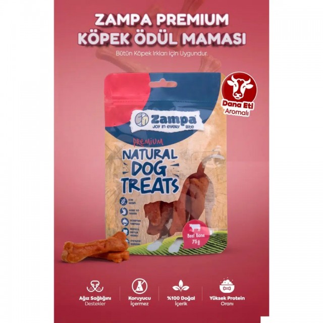 Zampa Kemik Şeklinde Dana Etli Köpek Ödülü 75 Gr