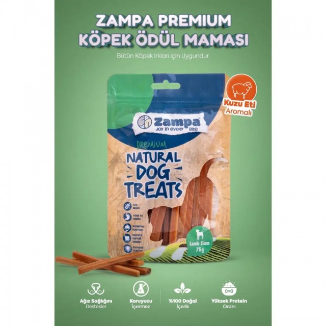 Zampa Kuzu Etli Dilimler Köpek Ödülü 75 Gr