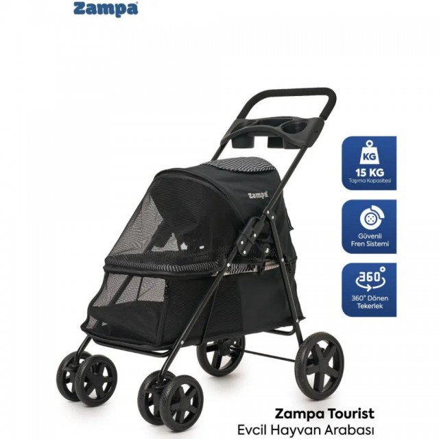 Zampa Tourist Kedi & Köpek Arabası Siyah