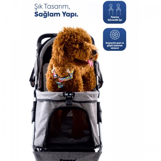 Zampa TriBoro Kedi & Köpek Arabası Siyah